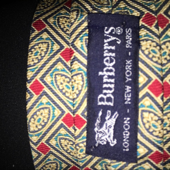 Burberry Silk Mens Patterned Gold Neck Tie - Picture 2 of 8